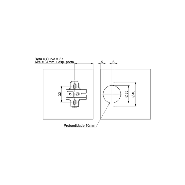 dobradica caneco alta niquel 35mm soprano sem pistao sem clic soprano 2616