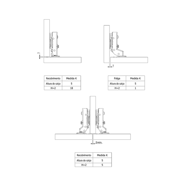 dobradica caneco alta niquel 35mm soprano sem pistao sem clic soprano 2615