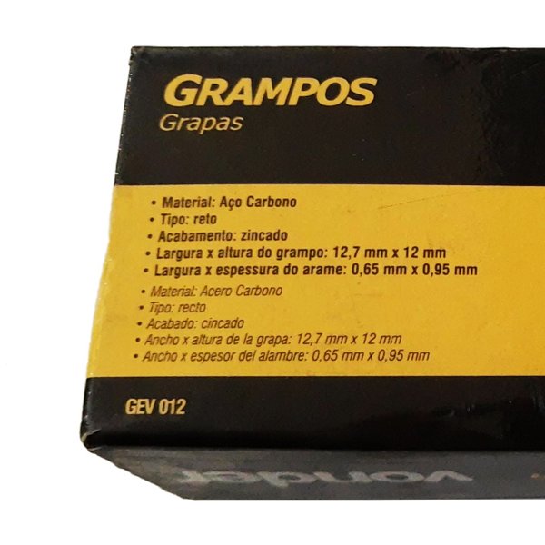 grampo 12mm gev 012 para grampeador gpe 816 com 2 500 vonder 3186