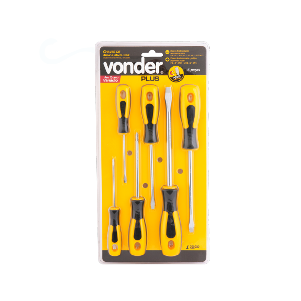 Jogo De Chave De Fenda Phillps 6pc Cromo Vanadio Vonder Plus
